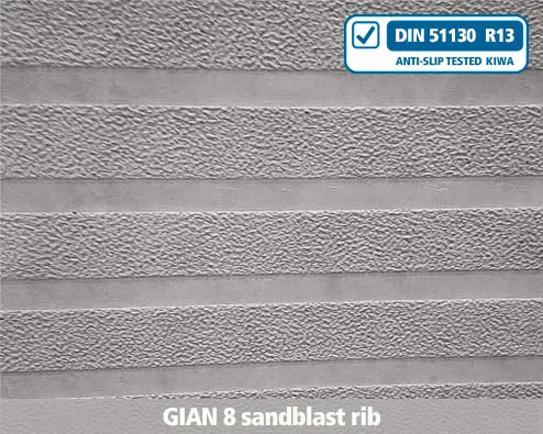 gian8 sandblast rib , anti-slip, texture, profile, stairs, stair nosing