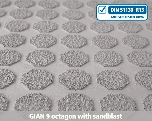 gian9 octagon with sandblast texture , anti-slip, texture, profile, stairs, stair nosing